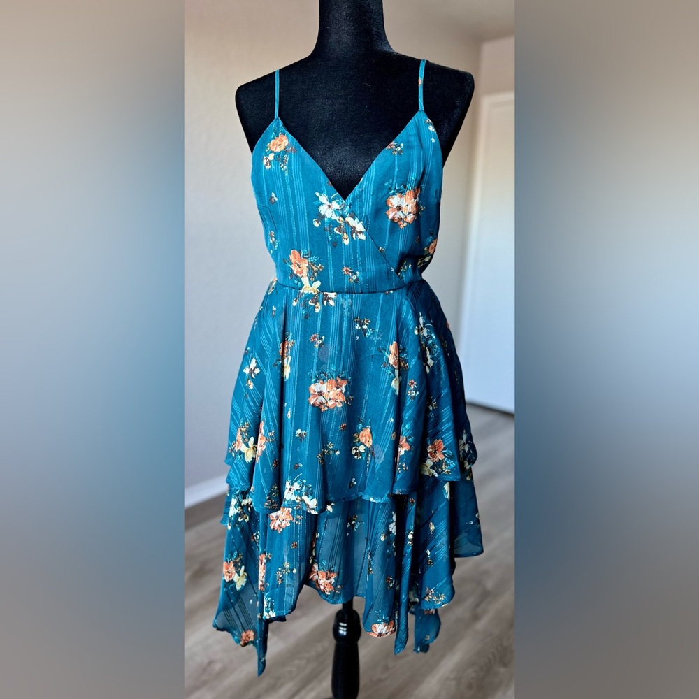 Xhilaration Teal Floral Dress